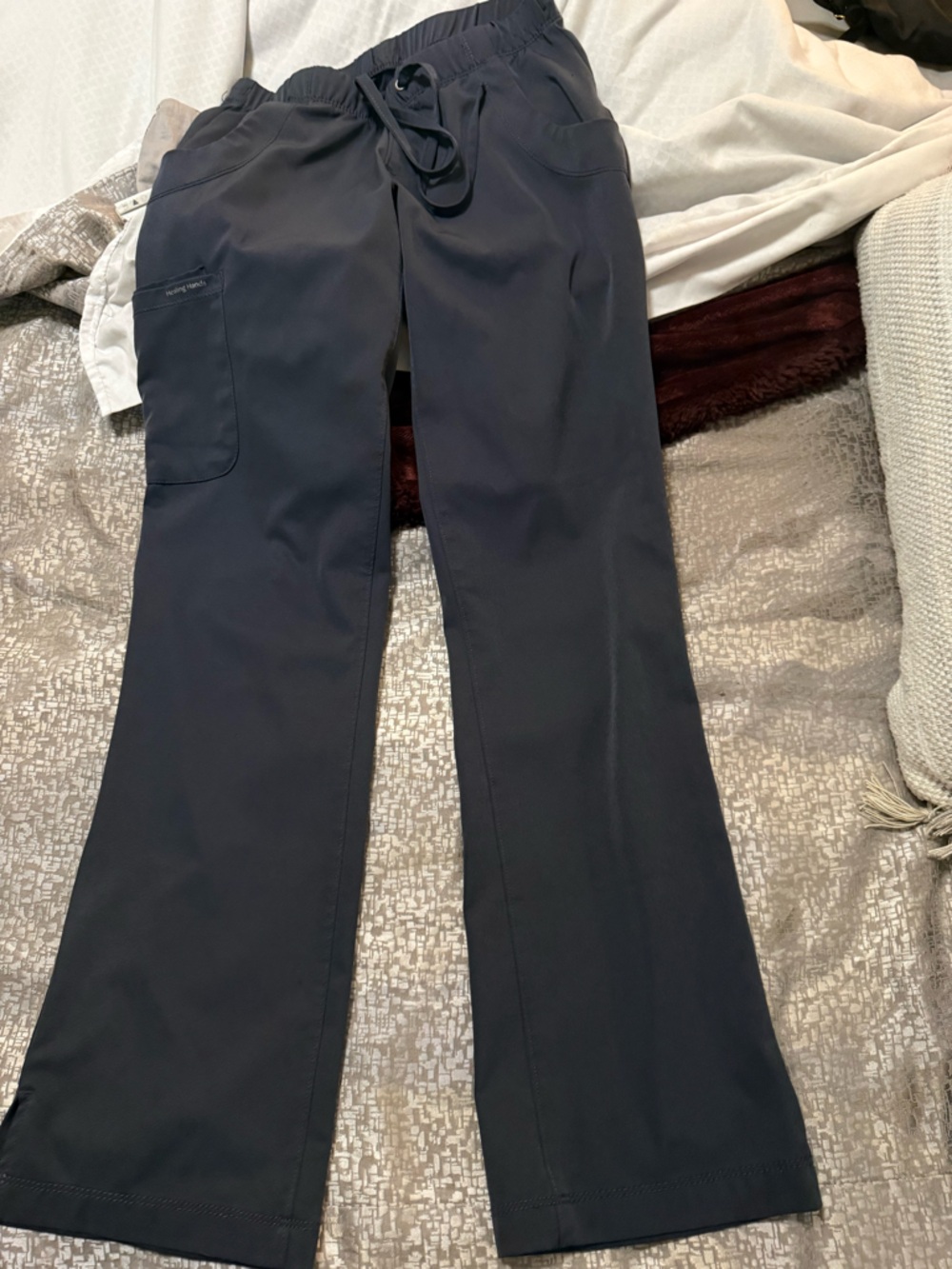 2 PAIR healing hands Women's Gray Scrub Pants - Set of 2 - Picture 5 of 7